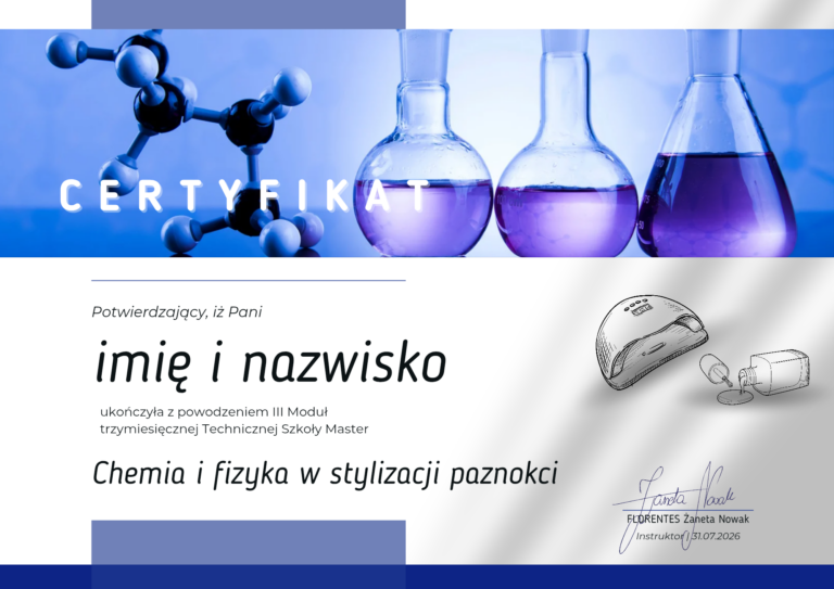 3-msc Szkoła Techniczna MASTER Moduł III: Chemia i fizyka w stylizacji paznokci
